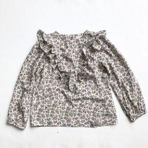 Zara neutral florals ruffle blouse EUC 11-12Y